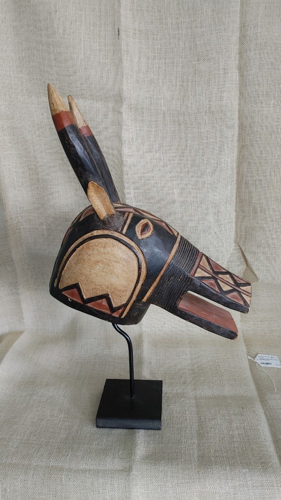 Antelope Tribal Mask On Stand From Cameroon