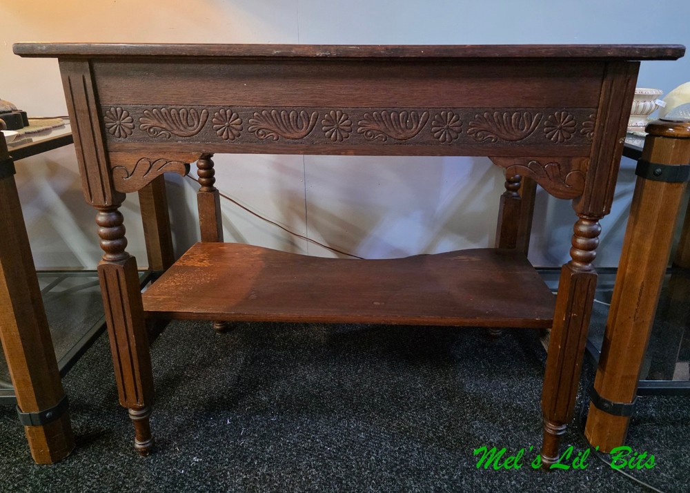 Antique 19th Century Oak Single Drawer Legs Work Table