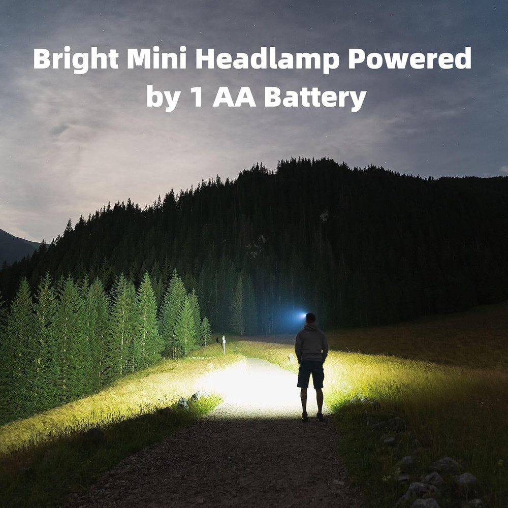 Mini LED Headlamp Flashlight with Carrying Case, 1.6oz Lightweight Small Head La
