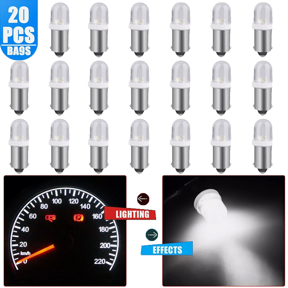 20x Super White BA9S LED Interior Instrument Panel Dash Map Light Bulb 1815 1895