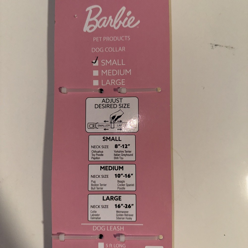 Barbie Fabric Leash & Collar, mattel, small