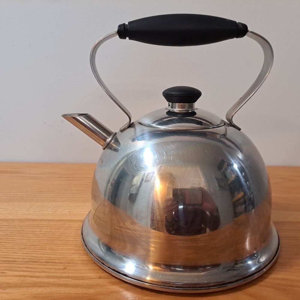 Farberware Stainless Steel Tea Kettle Silver 2 Quart Black Handles