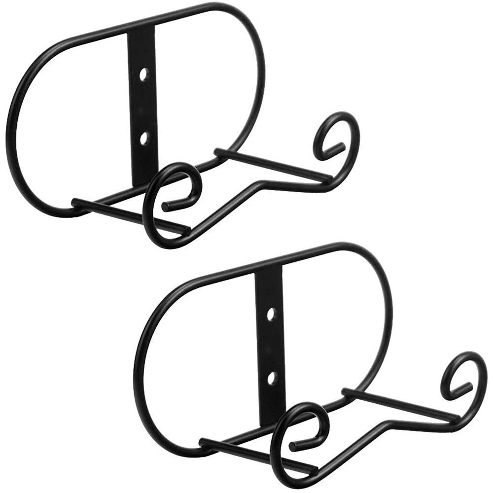 Wall Mount Plate Display Stands - 2 Pack Black Iron Easel Holders - Vertical ...