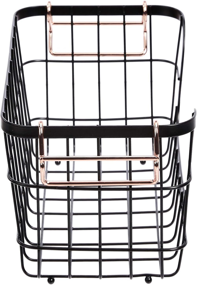 Stackable Metal Wire Rectangular Storage Baskets for Kitchen, Bathroom or Pantry
