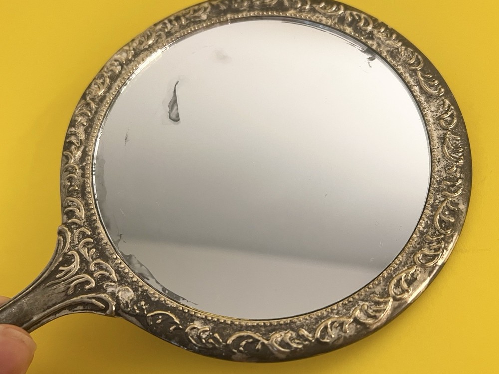Silver Plated Victorian Style Vintage Hand Mirror