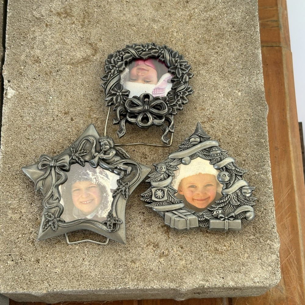 Christmas Tiny Frames Pewter Different Shapes Tree Wreath Star