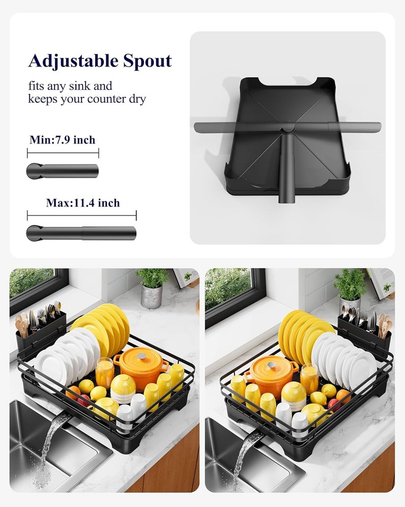 Dish Drying Rack - Multi-Functional Dish Rack for Kitchen Counter