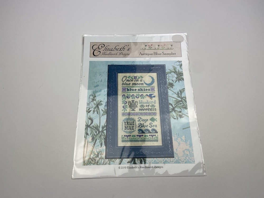 Elizabeth’s Needlework Designs Antique Blue Sampler Cross Stitch Pattern 9P