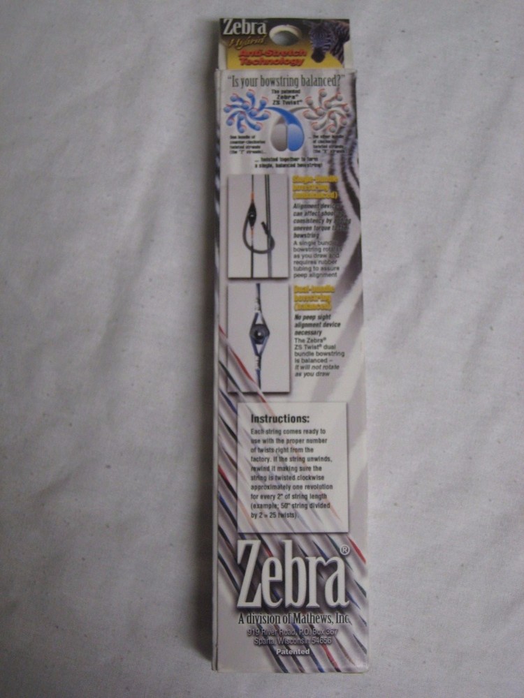 NEW ZEBRA HYBRID PREMIUM REPLACEMENT ANTI STRETCH COMPOUND BOW STRING 102-1/2"