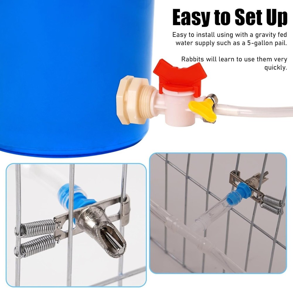 Automatic Rabbit Watering System, Rabbit Waterer Kit System Gravity Fed Inclu...