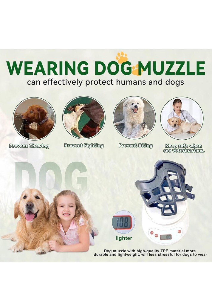 Dog Muzzle, Basket Muzzle Anti Biting Chewing, Large Breed Lightweight size 6