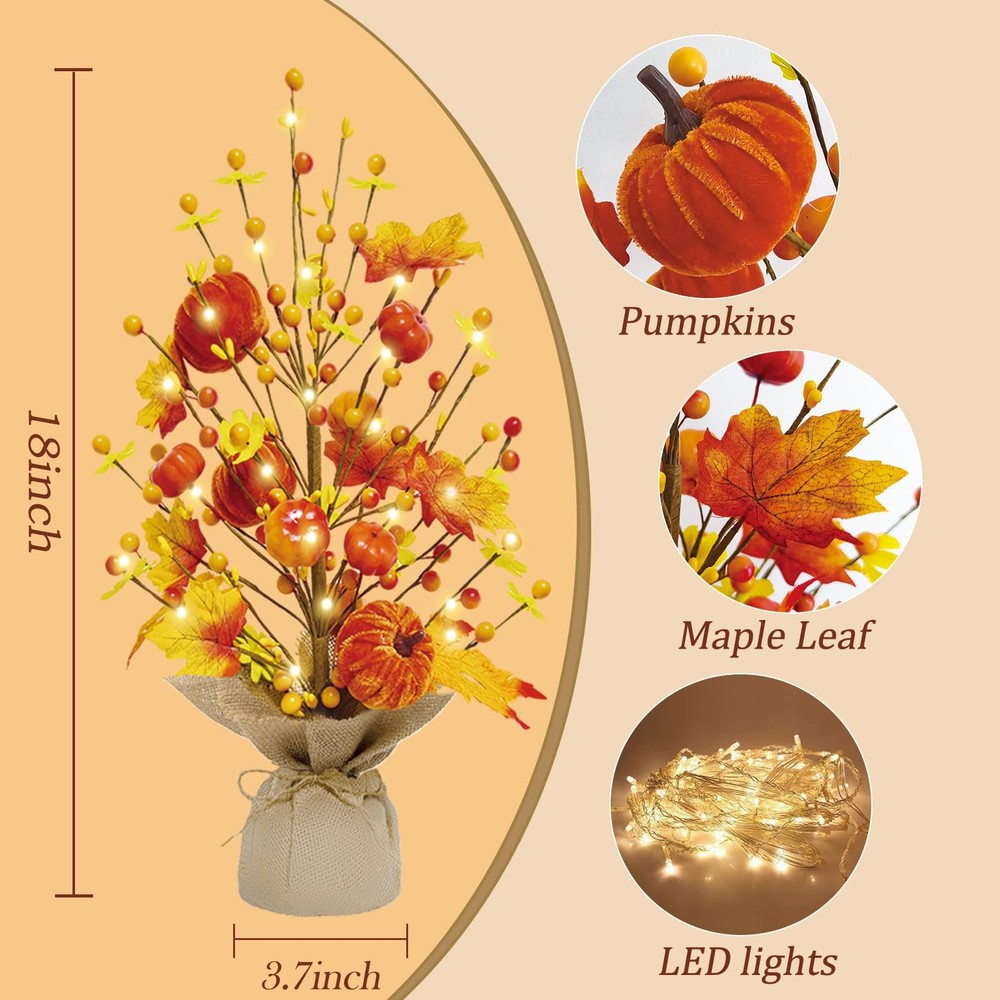 Fall Decorations for Home 18 Inch Tree, Decor 18 Inches, Yellow