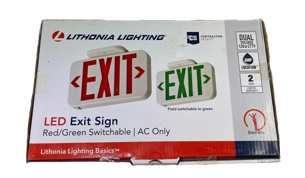 LED EXIT SIGN Lithonia Lighting ECRG Series Red or Green Emergency Exit Light