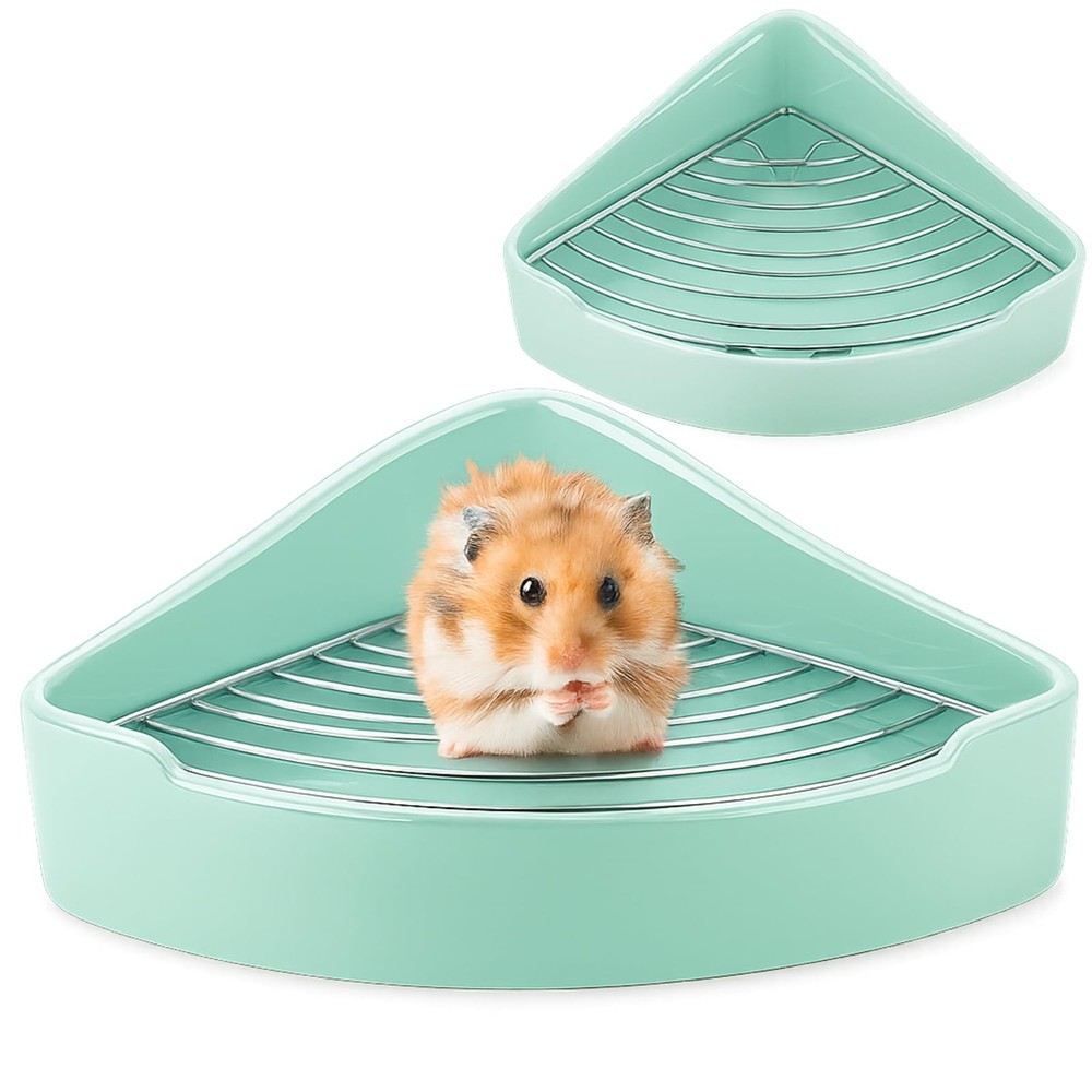 Ceramic Corner Litter Box for Small Pets, Tip-Proof, Chew-Resistant, Triangle...