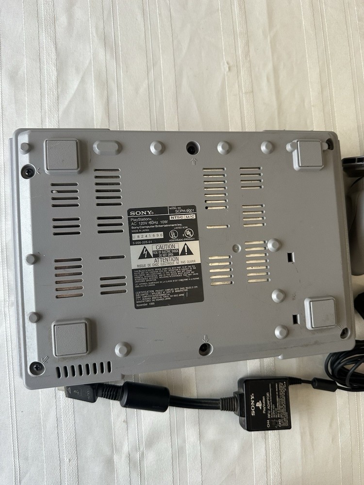 Sony PlayStation 1 Console, RFU Adapter Controller, Power Cable, Memory Card