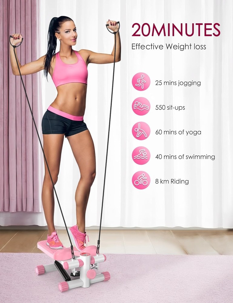 Home Workout Mini Stepper - Dual Hydraulic System, 330LBS Capacity, Quiet Use