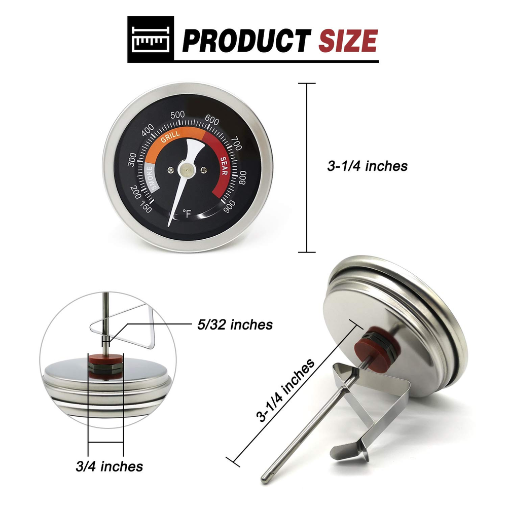 3.3" Upgraded Thermometer Replace for Big Green Egg Grills, Long Time Use