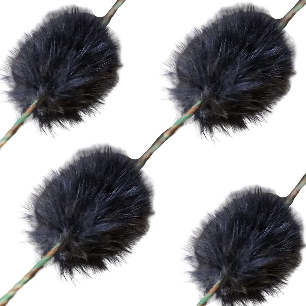 Rabbit Fur Bow String Silencer Recurve Longbow (Black Rabbit 2 Pair)