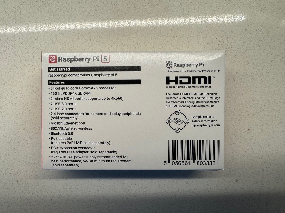 Raspberry Pi 5 16GB RAM Broadcom BCM2712 Quad-core 64-bit Single Board Computer