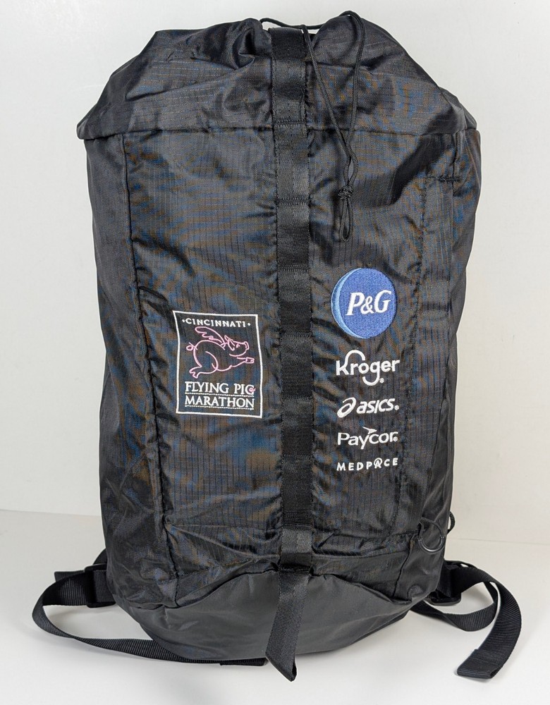 Flying Pig Marathon Cincinnati Lightweight Backpack Black Workout Runner Nylon