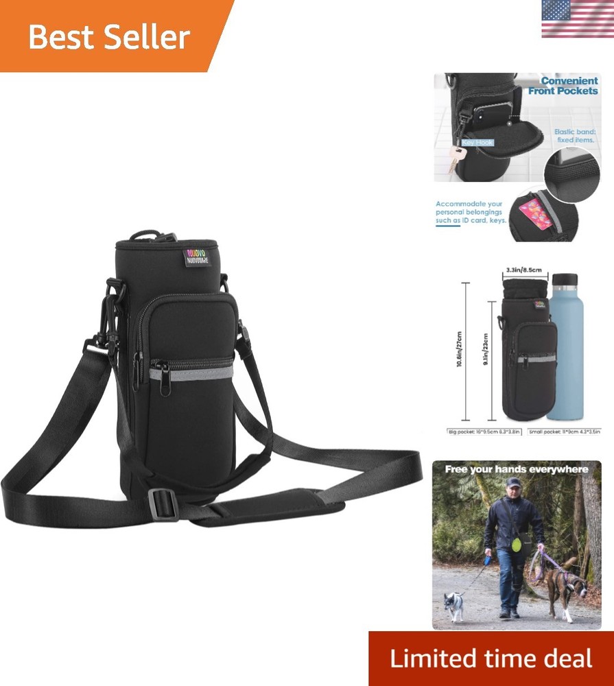 Neoprene Water Bottle Sleeve with Essentials Pocket for Active Lifestyle