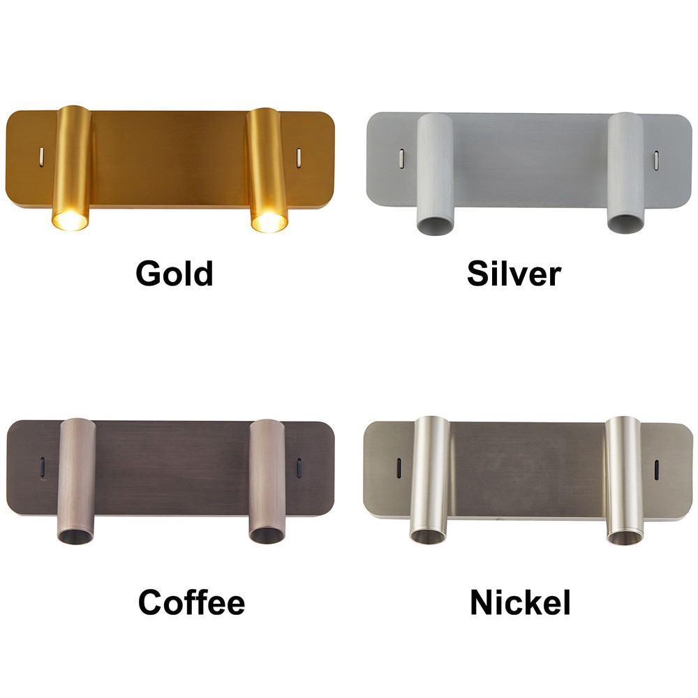 COB LED Reading Wall Lamp Dual Spotlight Adjustable Bedside Light Fixture Switch