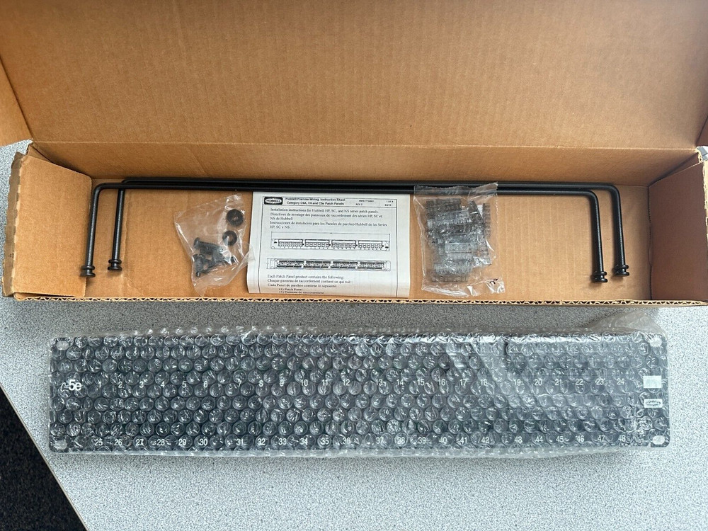 NEW HUBBELL HP5E48 Nextspeed Loaded Patch Panel, Cat 5e, 48 Ports, Rack Mount