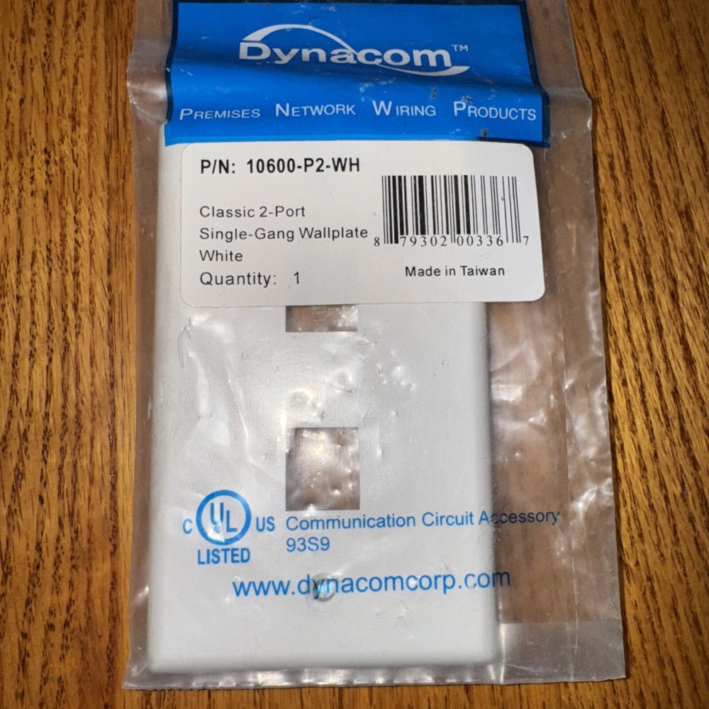 Dynacom 10600-P2-WH single gang wall plate