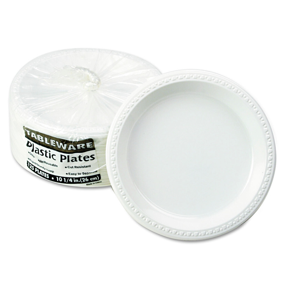 Tablemate TM10644WH 10.25" Diameter Plastic Dinnerware Plates (125/PK) New