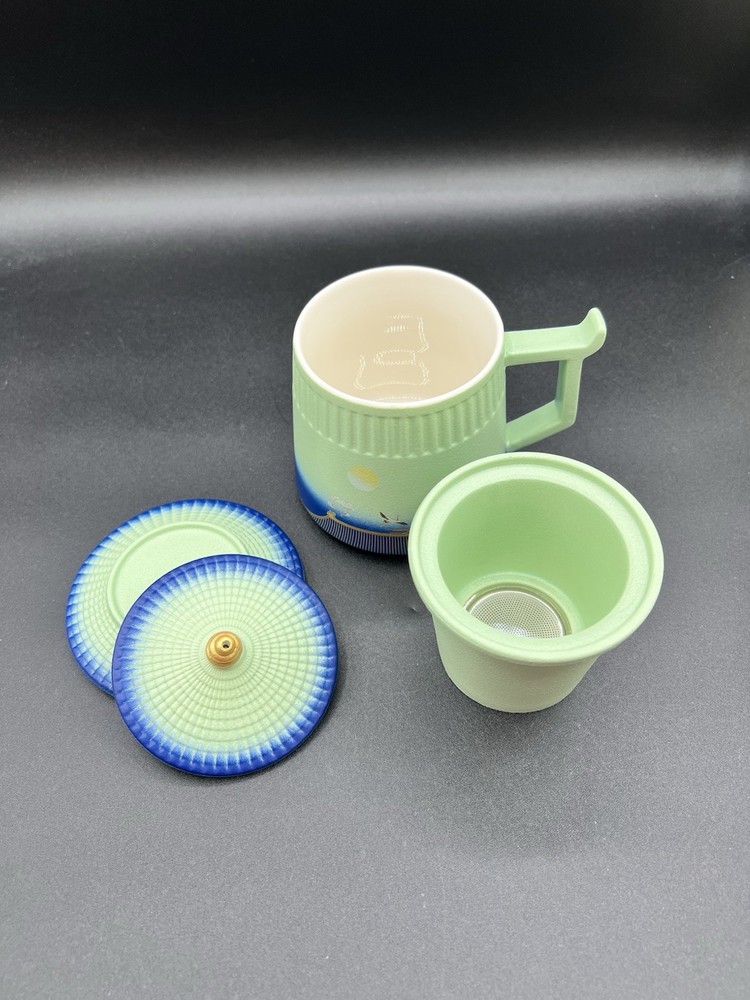 Ceramic Tea Cup With Tea Infuser, Lid, New
