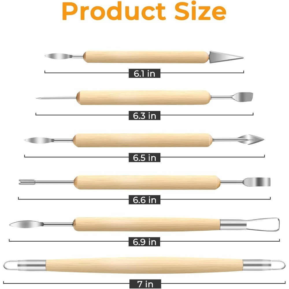 6 Piece Clay Tools Kit Pottery Sculpting Tools Polymer Modeling Cutters