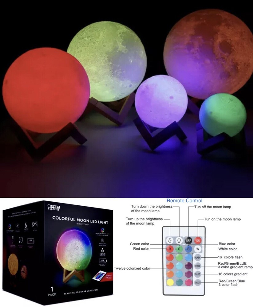Moon Lamp Dimmable Remote Control RGB Color LED Changing Lamp / Night Light