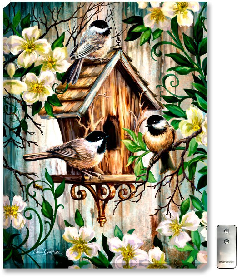 Glow Decor Spring Chickadees Wall Art