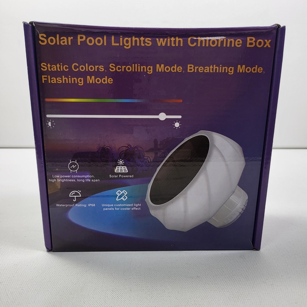 Floating Solar Pool Light With Chlorine Tablet Box Static Color Modes Remote