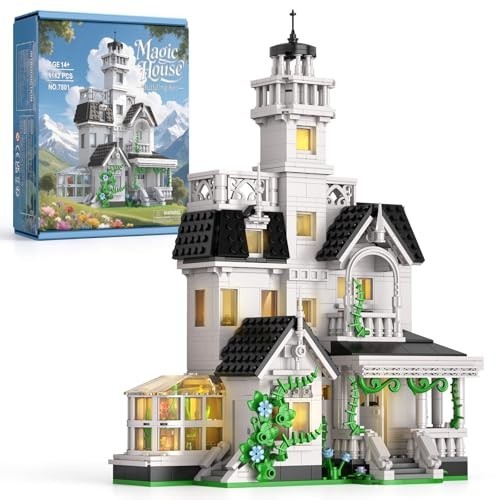 Magic House Building Set with LED Light - 1162 PCS Architecture Model Kit, Gift