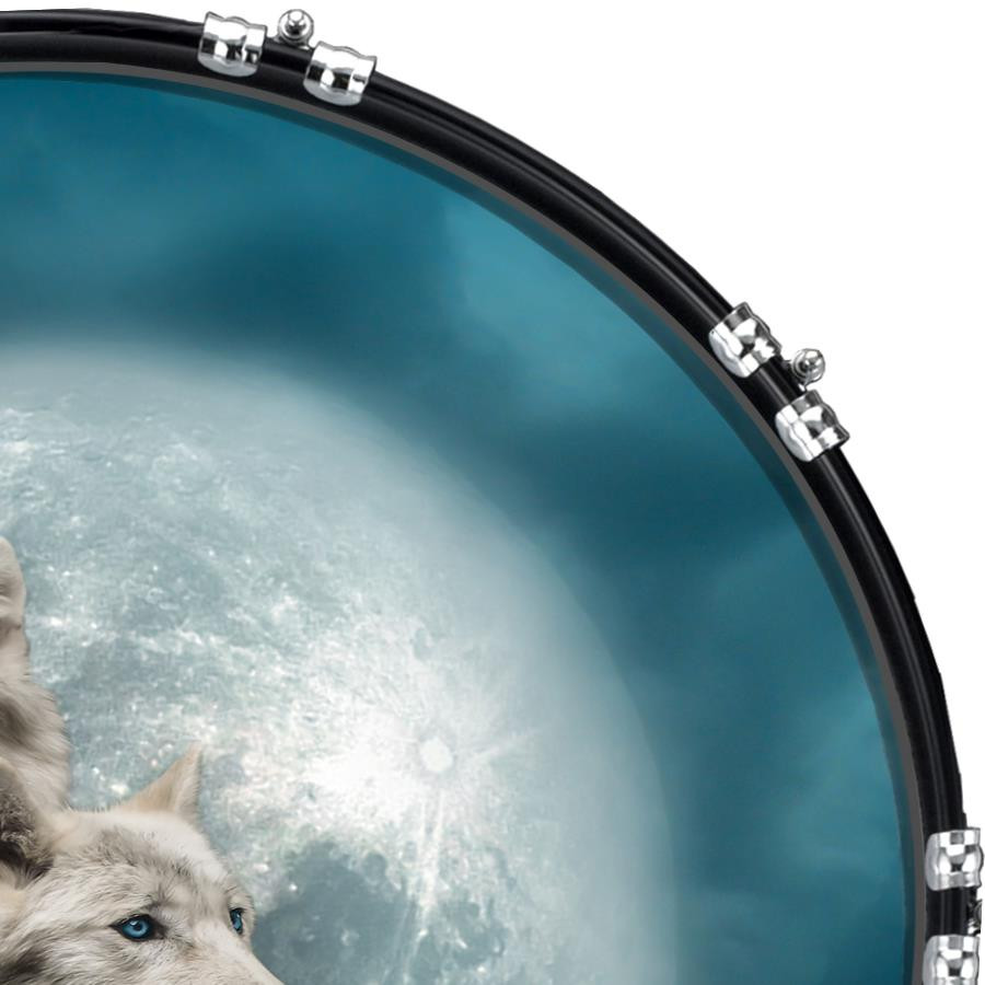 20" Custom Bass Kick Drum Front Head Graphic Graphical Daylight Wolves