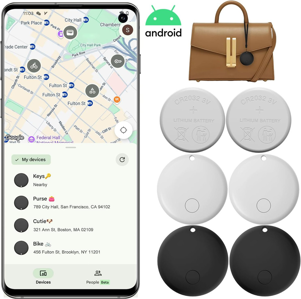 Android Air Tracker 4 Pack, Bluetooth Tracker for Android, Works with Google Fin