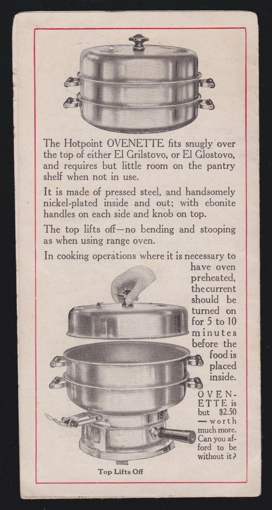 US Vintage Hotpoint Ovenette Advertising Foldout