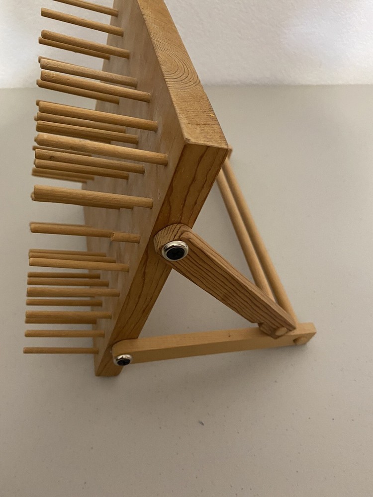 thread holder rack wooden hand made Vintage