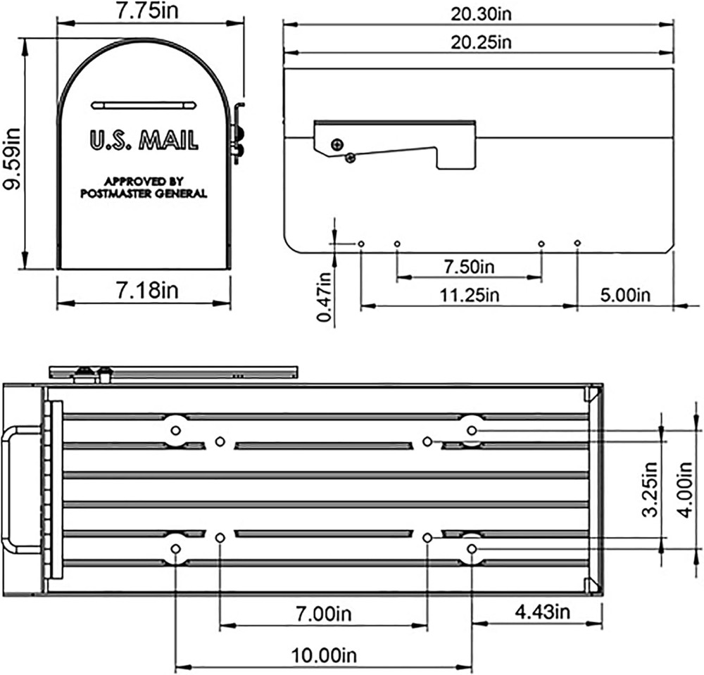 Ironside Large Black Galvanized Steel Post-Mount Mailbox - MB801BAM