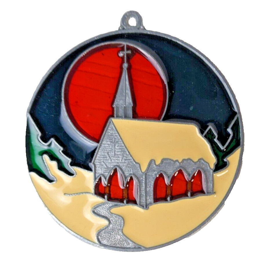 Sun Catcher Church full moon winter scene