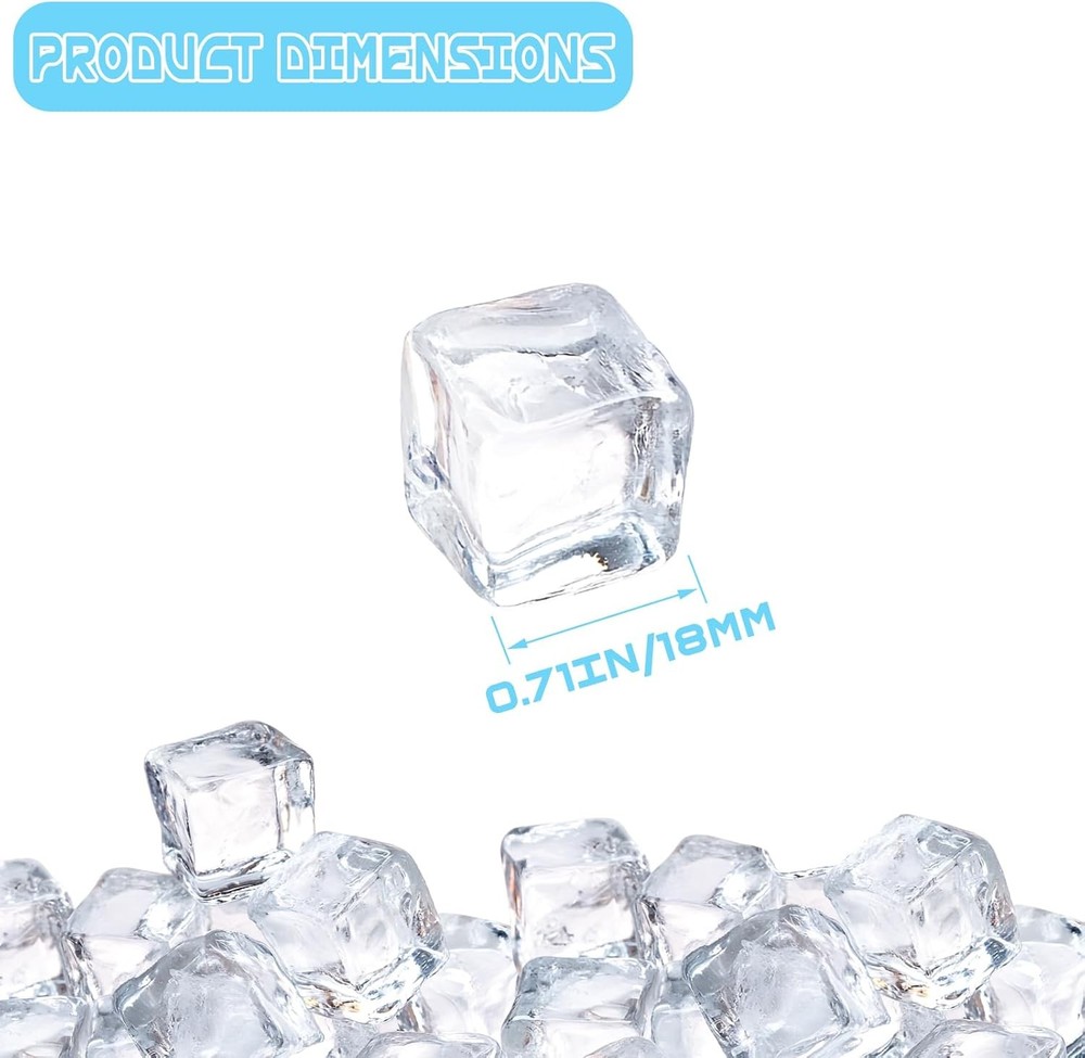 100 Pcs Fake Ice Cube 0.7'' Acrylic Cube, Reusable Cubes Big, White