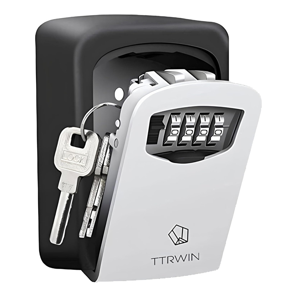 Key Lock Box for Outside, Resettable 4 Digit Combination Waterproof Lockbox, Key