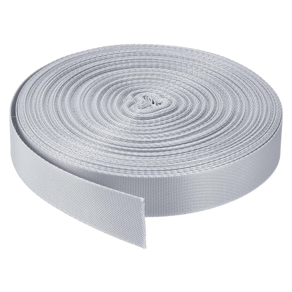 Flat Nylon Webbing Strap 1 Inch 30 Yards Silver Tone for Backpack, Luggage-rack