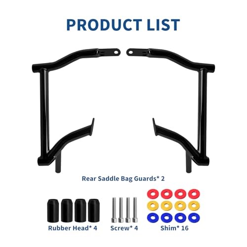 Saddlebag Guards Rear Saddlebag Crash Bars with 12 PCS Basic w/ Colored Spacers