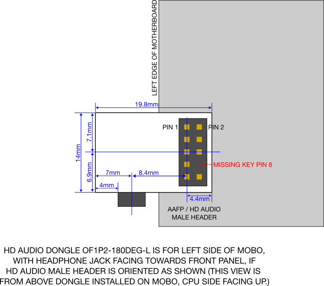 Intel HD Audio Dongle/Front Panel Jack f/ Open-Frame Motherboard AAFP Header #1