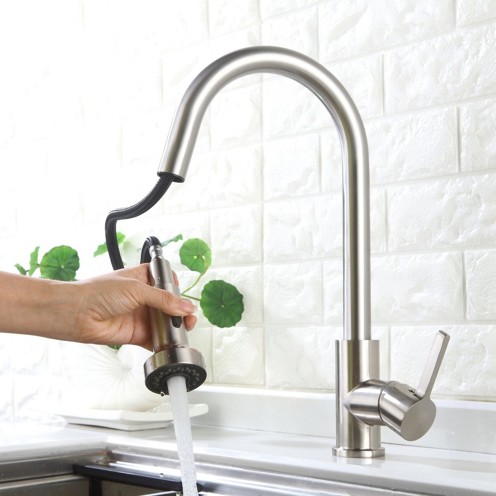 HOMELODY Pull Down Faucet Replacement, 2 Functions Sprayer Brushed Nickel