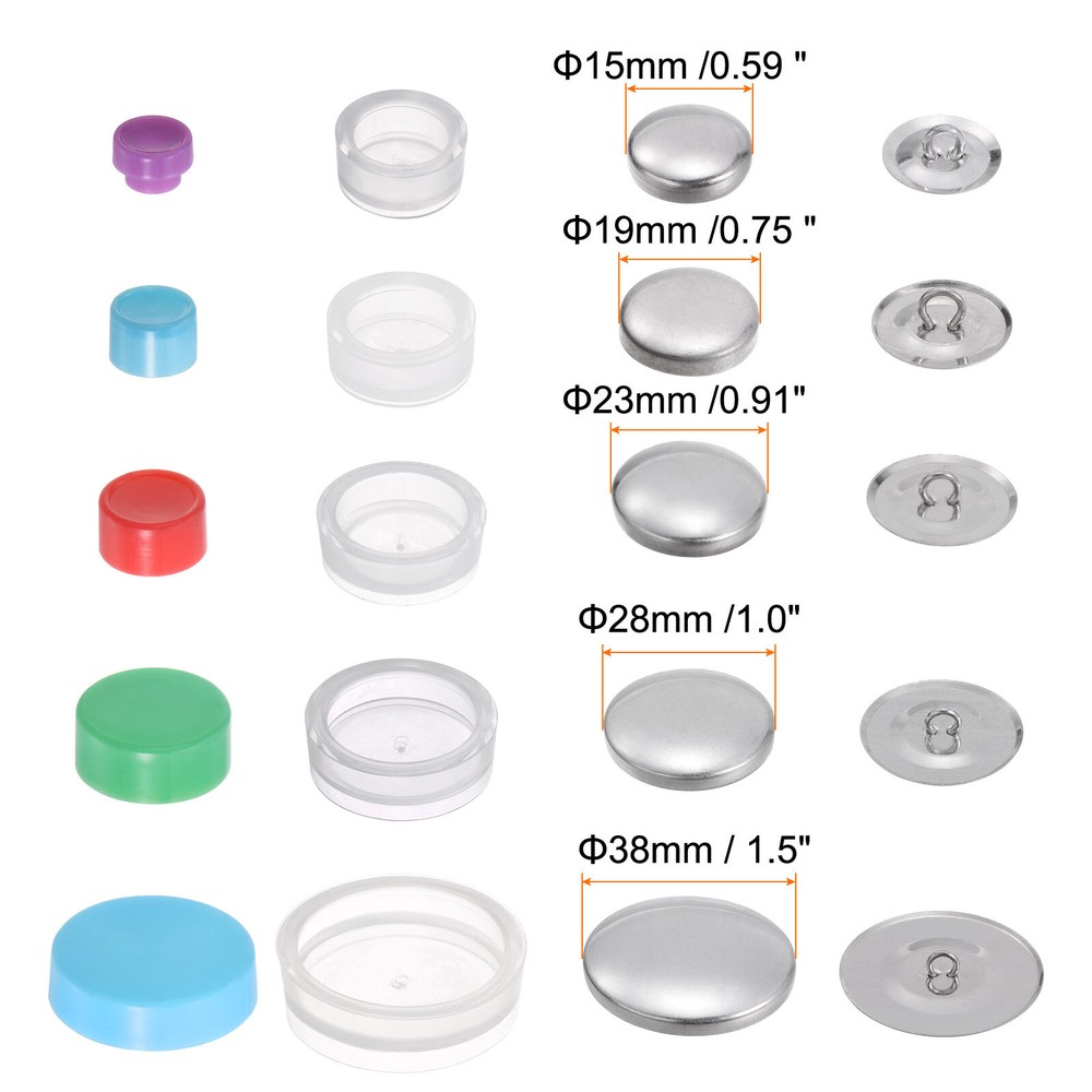 100 Sets Self Cover Button Kit 5 Sizes Aluminum Button with 5 Tools
