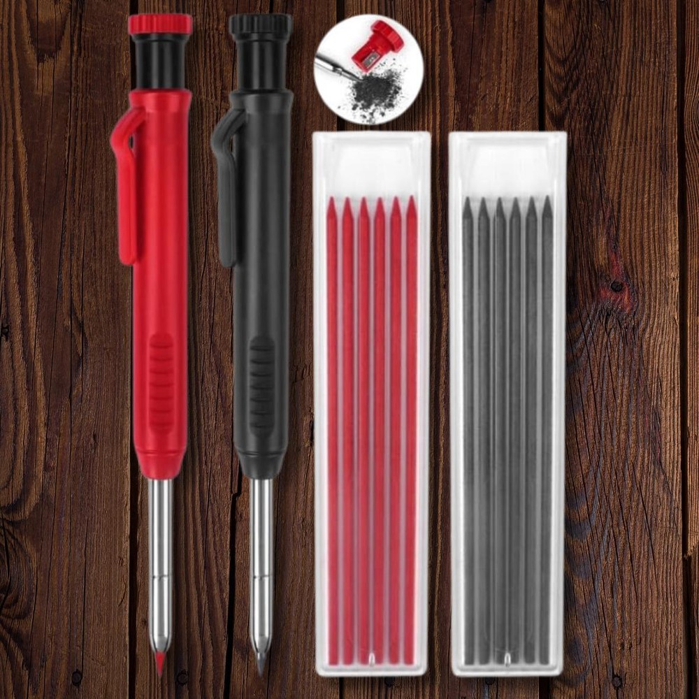 2 Pack Carpenter Construction Pencils Mechanical Pencils with 12 Refills
