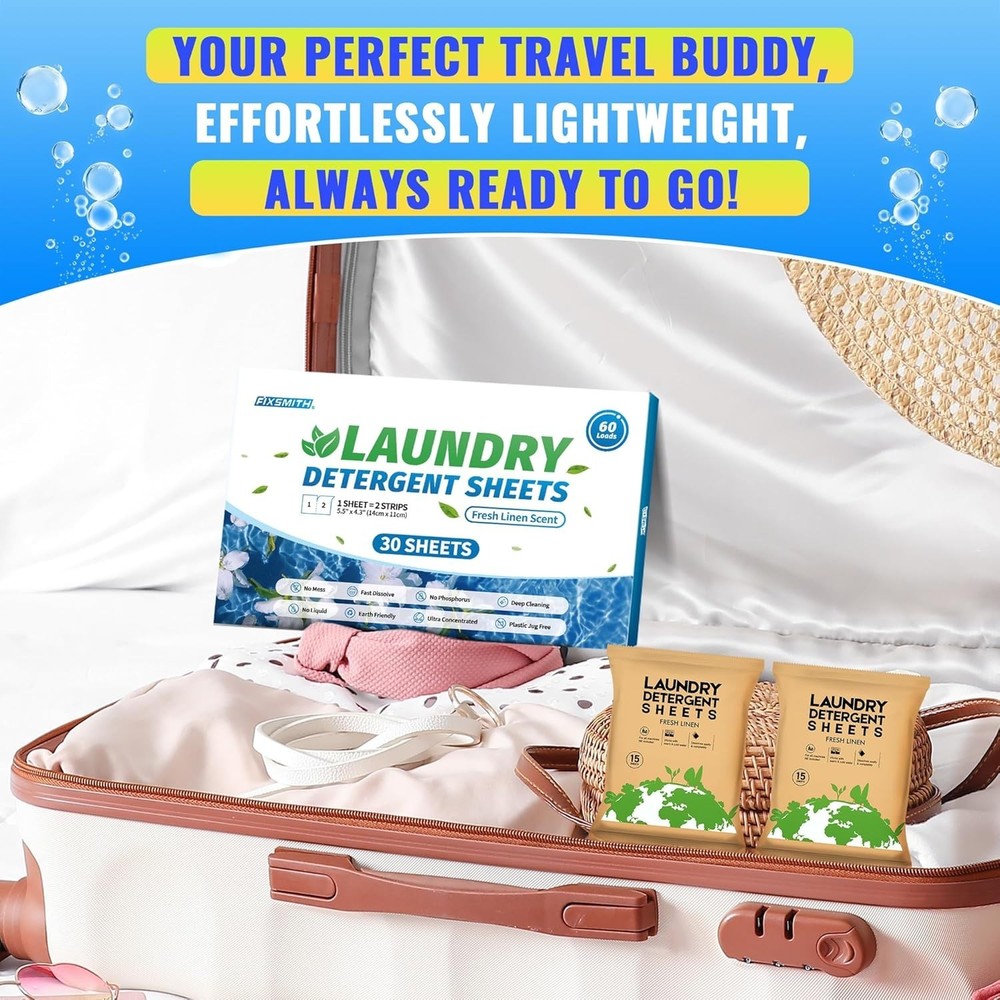 Ultra-Concentrated Laundry Sheets - 30 Pack, Liquidless & Plastic-Free